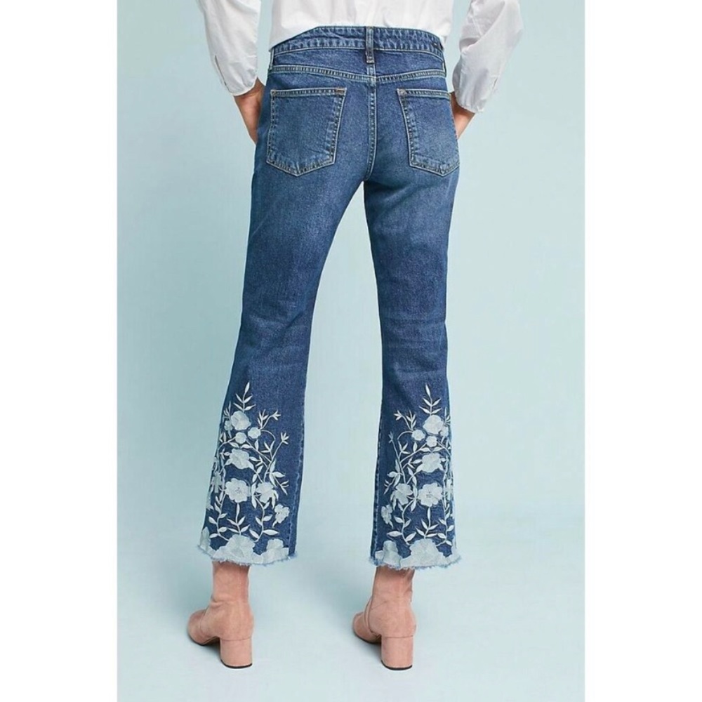 Anthropologie Pilcro Embroidered Cropped Flares